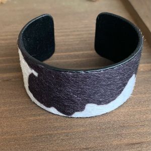 Dark brown and white vegan calf hair bracelet. NWT